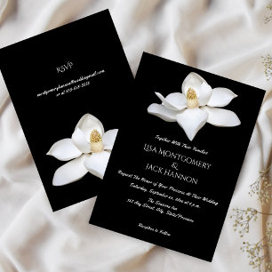 Convites Magnólia Branca Floral Elegante Casamento