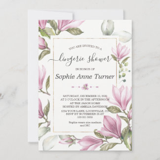 Convites Magnolia Chá Floral Dourada de Calliografia