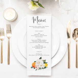 Convites Magnolia Citrus Weding Menu e Obrigado