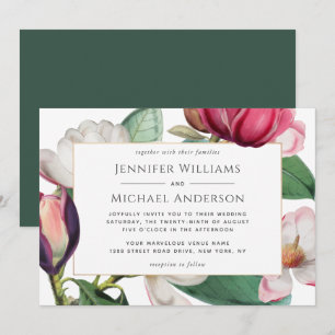 Convites Magnólia Colorida Blossoms Casamento Floral Elega