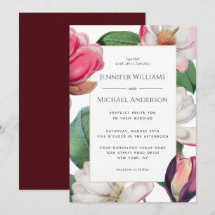Convites Magnólia Colorida Blossoms Casamento Floral Elega