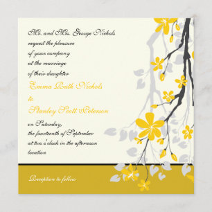 Convites Magnólia com flores amarelas que wedding o convit