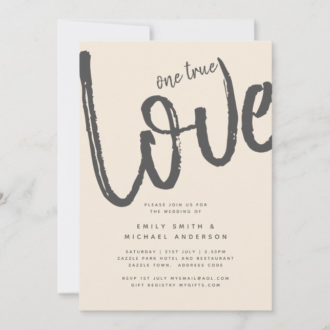 Convites Magnolia Cream Modern Wedn Typografia (Frente)