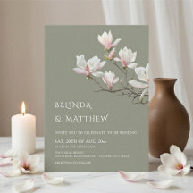 Magnólia de Arte Fino Casual Verde Sage Casamento