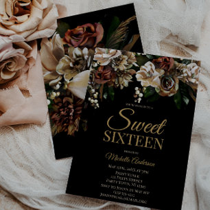 Convites Magnolia Dourada e Black Floral Sweet Sessenta