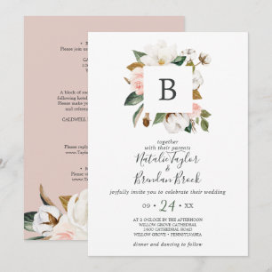 Convites Magnolia Elegante Branca E Esmaga Tudo Em Um Casam