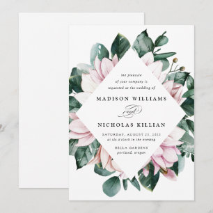 Convites Magnólia & Eucalipto   Quadro Floral de Casamento