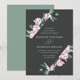 Convites Magnólia & Eucalipto   Quadro Floral de Casamento