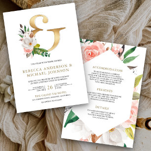 Convites Magnólia Floral Dourado E comercial All in One Cas