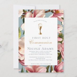 Convites Magnolia Floral First Communion 