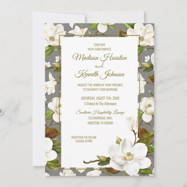 Convites Magnolia Floral Wedding (Frente)