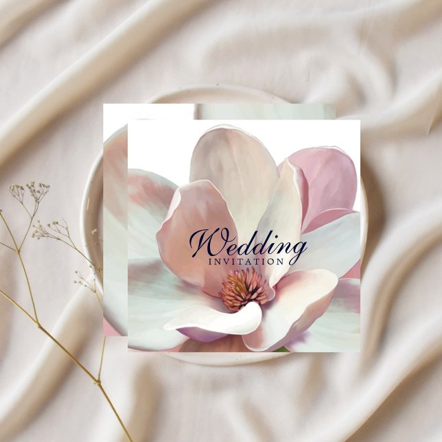 Convites Magnolia Pink e White Weds (Magnolia Pink and White Wedding Invitation)