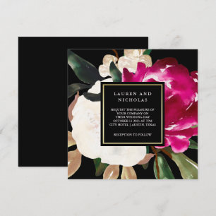 Convites Magnolia Pintada em Preto Casamento