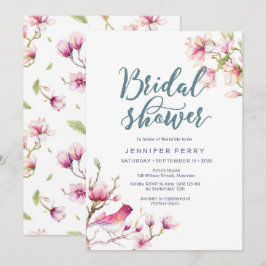 Convites Magnolia Rosa Chá de panela Floral