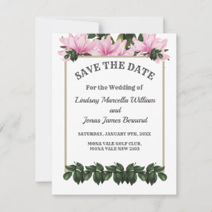 Convites Magnolia Rosa Greenery Floral Salvar a Data
