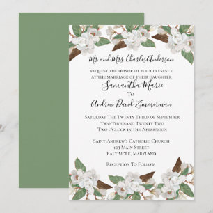 Convites Magnólias Brancas Clássicas Elegantes Casamento Fo