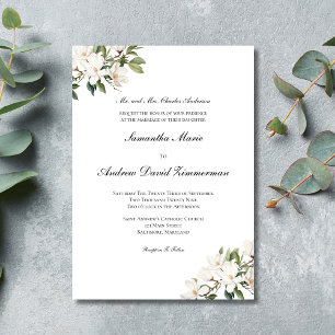 Convites Magnólias Brancas Clássico Formal Casamento Elegan