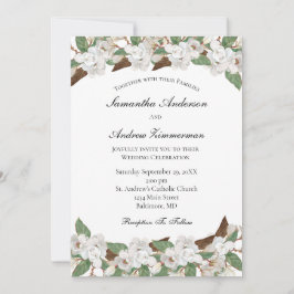 Convites Magnólias Brancas Floral Formal Elegante Casamento