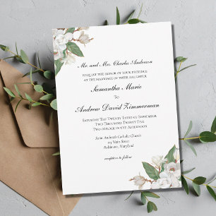 Convites Magnólias Brancas Floral Formal Elegante Casamento