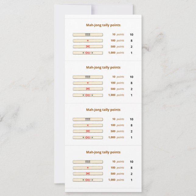 Convites Mah-Jong tally aponta card - 2 (Frente)