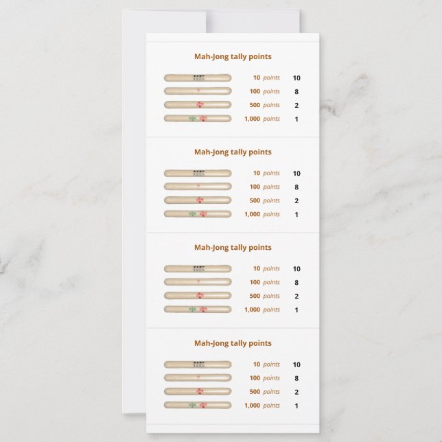 Convites Mah-Jong tally aponta card - 3 (Frente)