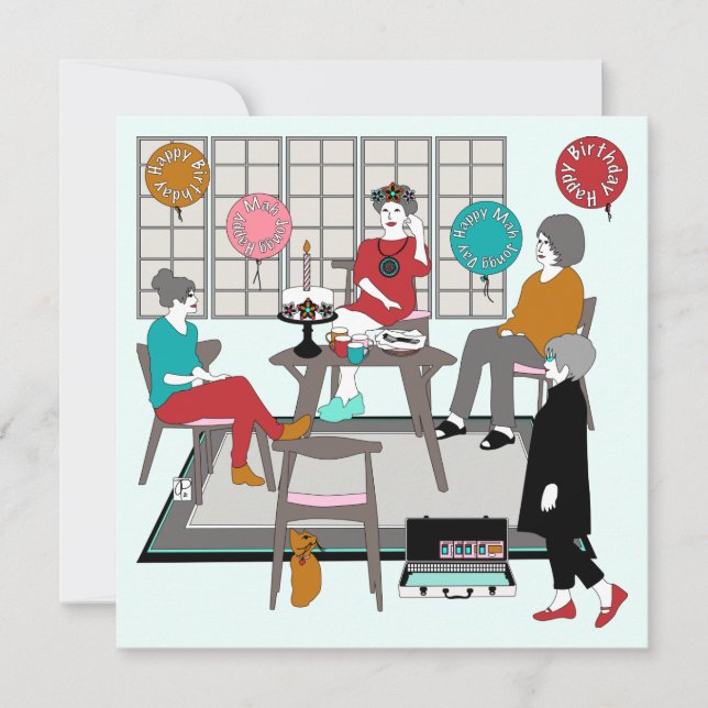 Convites Mah Jongg Cat Birthday (Frente)