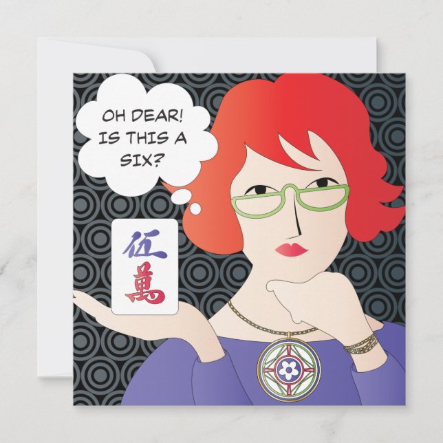 Convites Mah Jongg Sayings Cracks Flat Card (Frente)