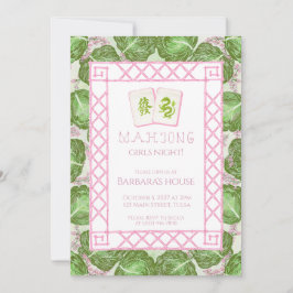 Convites Mahjong Party Invitation, Cabbage and Pink