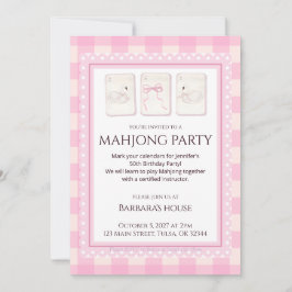 Convites Mahjong Party Invitation, grandmillennial swans