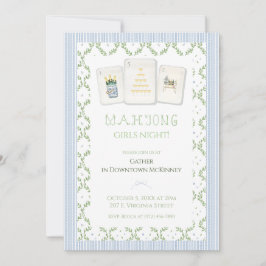 Convites Mahjong Party Invitation, Preppy Champagne 