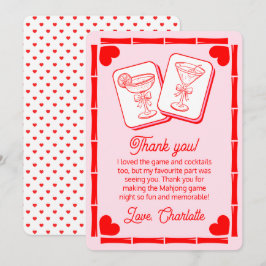 Convites Mahjong Valentine's Cocktail Thank You Card