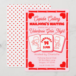 Convites Mahjong Valentine's Party Cupid Invitation