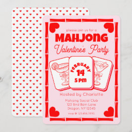 Convites Mahjong Valentine's Pink Party Invitation
