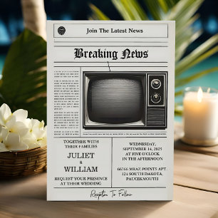 Convites Mail Vintage Paga Antigo Jornal Retro Casamento