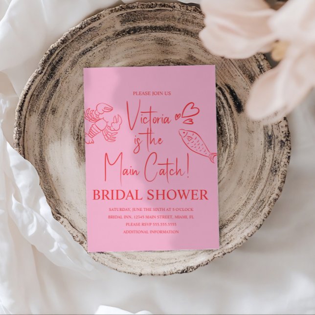 Convites Main Catch Lobster Doodles Bridal Shower (Criador carregado)