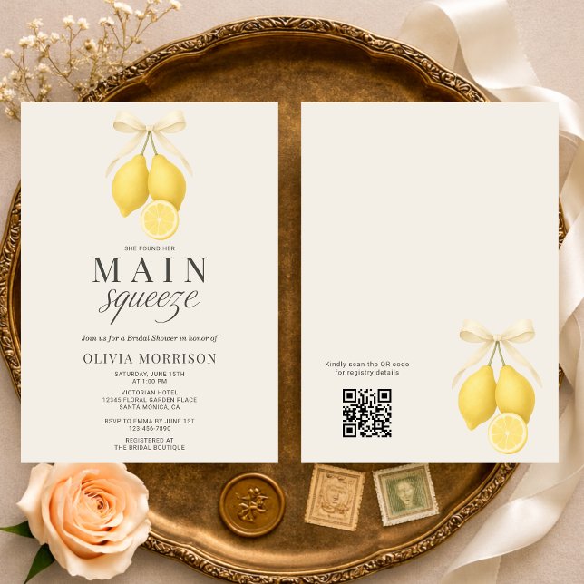 Convites Main Squeeze Bow QR Code Bridal Shower (Criador carregado)