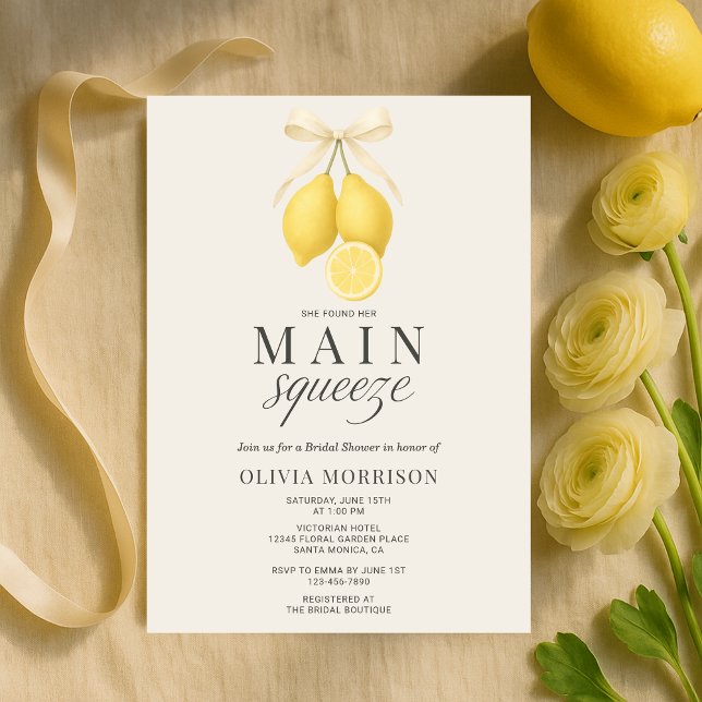 Convites Main Squeeze Coquette Bow Bridal Shower (Criador carregado)