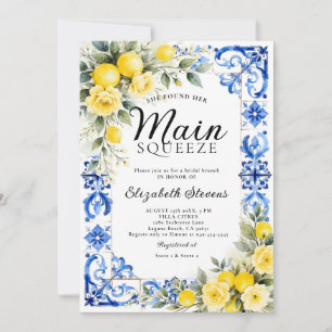 Convites Main Squeeze Lemon Blue Floral 2 Chá de Bebê