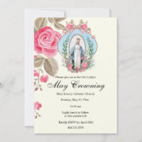 Maio Crowning Virgem Mary Escritura Rosa Rosa Rosa