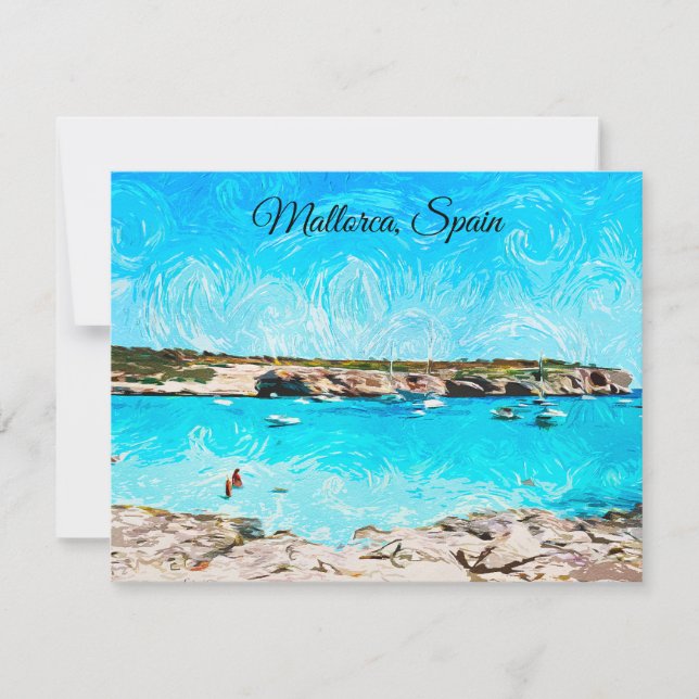 Convites Maiorca Espanha Ilha Balear Aquarela (Frente)