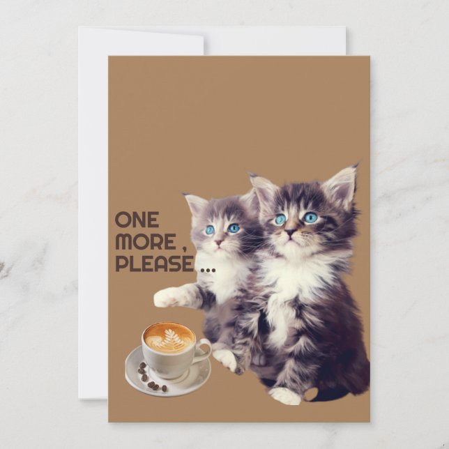 Convites Mais café para gatos. (Frente)