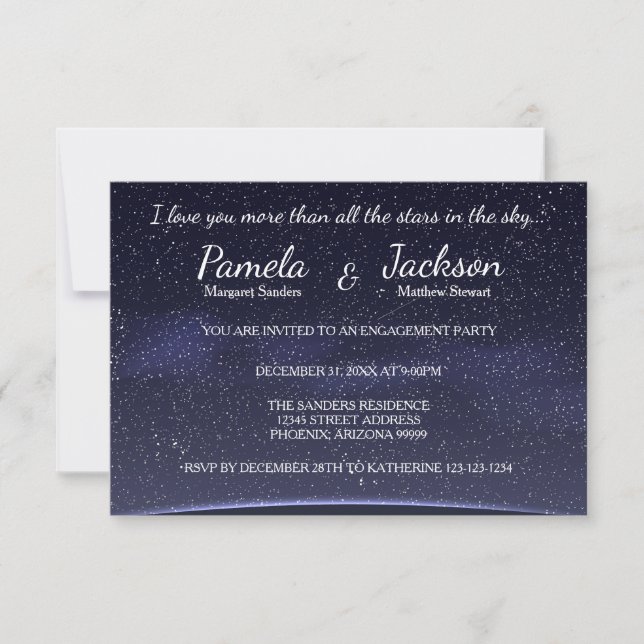 Convites Mais do que todas as estrelas - 3x5Festa de noivad (Frente)