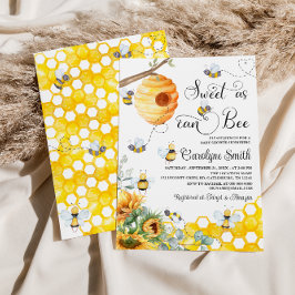 Convites Mais doce que o Chá de fraldas de girassol de abel