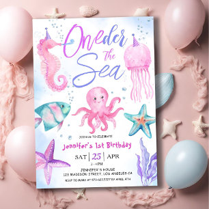 Convites MAIS O Mar! Oceano Rosa primeiro aniversario