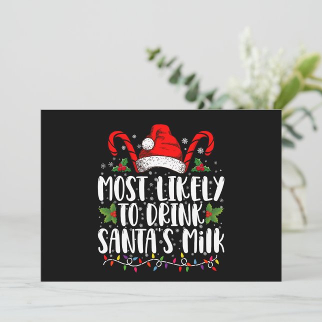 Convites Mais Propenso a Beber o Leite do Papai Noel Engraç (Em pé/Frente)