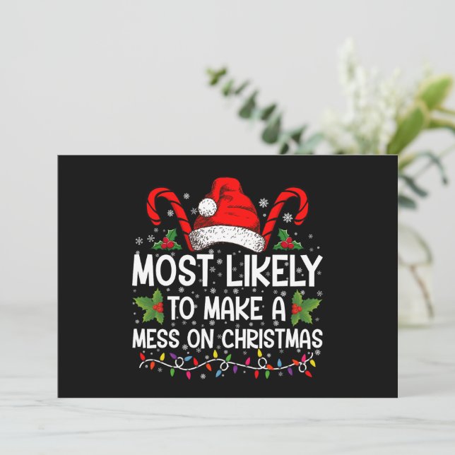 Convites Mais Propenso a Fazer uma Bagunça no Natal (Em pé/Frente)