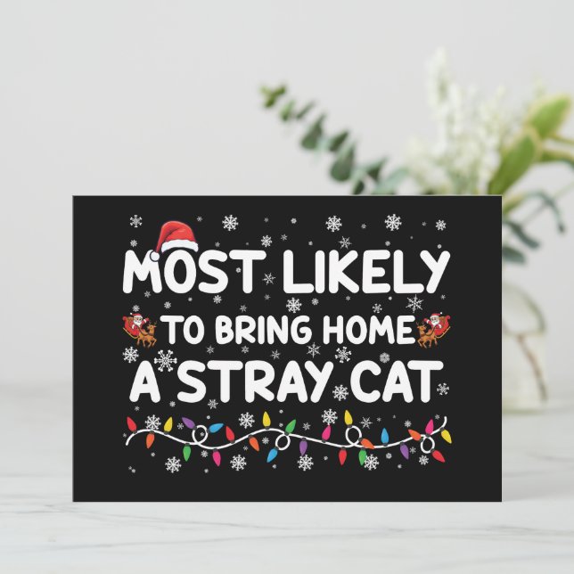 Convites Mais Propenso a Levar para Casa um Natal de Gato d (Em pé/Frente)
