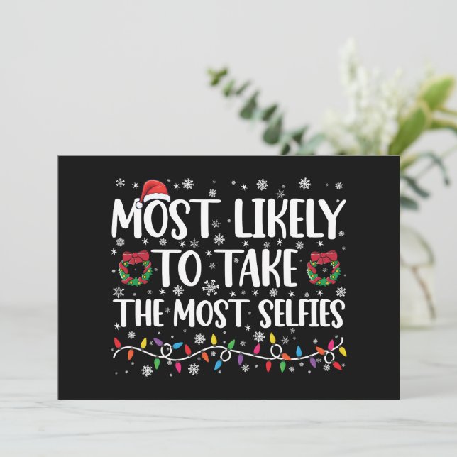 Convites Mais Propenso a Tirar Mais Selfies de Natal  (Em pé/Frente)
