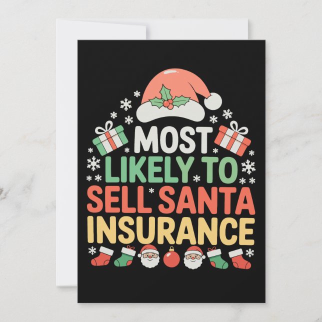 Convites Mais Propenso a Vender Seguro do Papai Noel Natal (Frente)