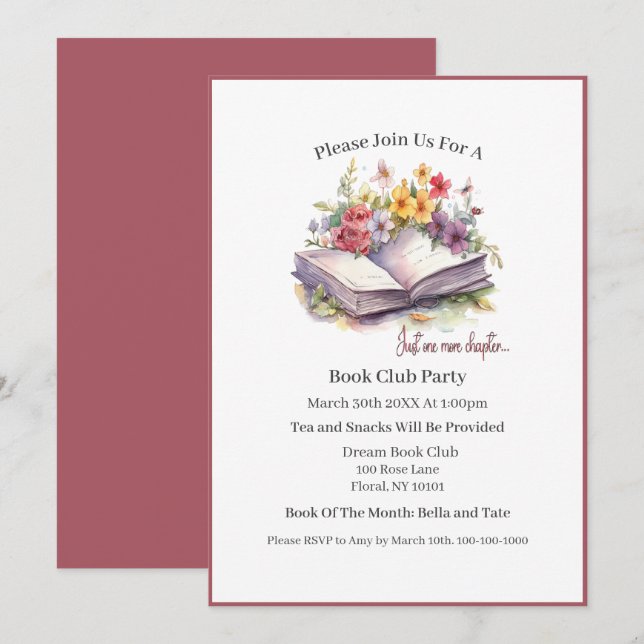 Convites Mais um Capítulo - Clube do Livro (Frente/Verso)